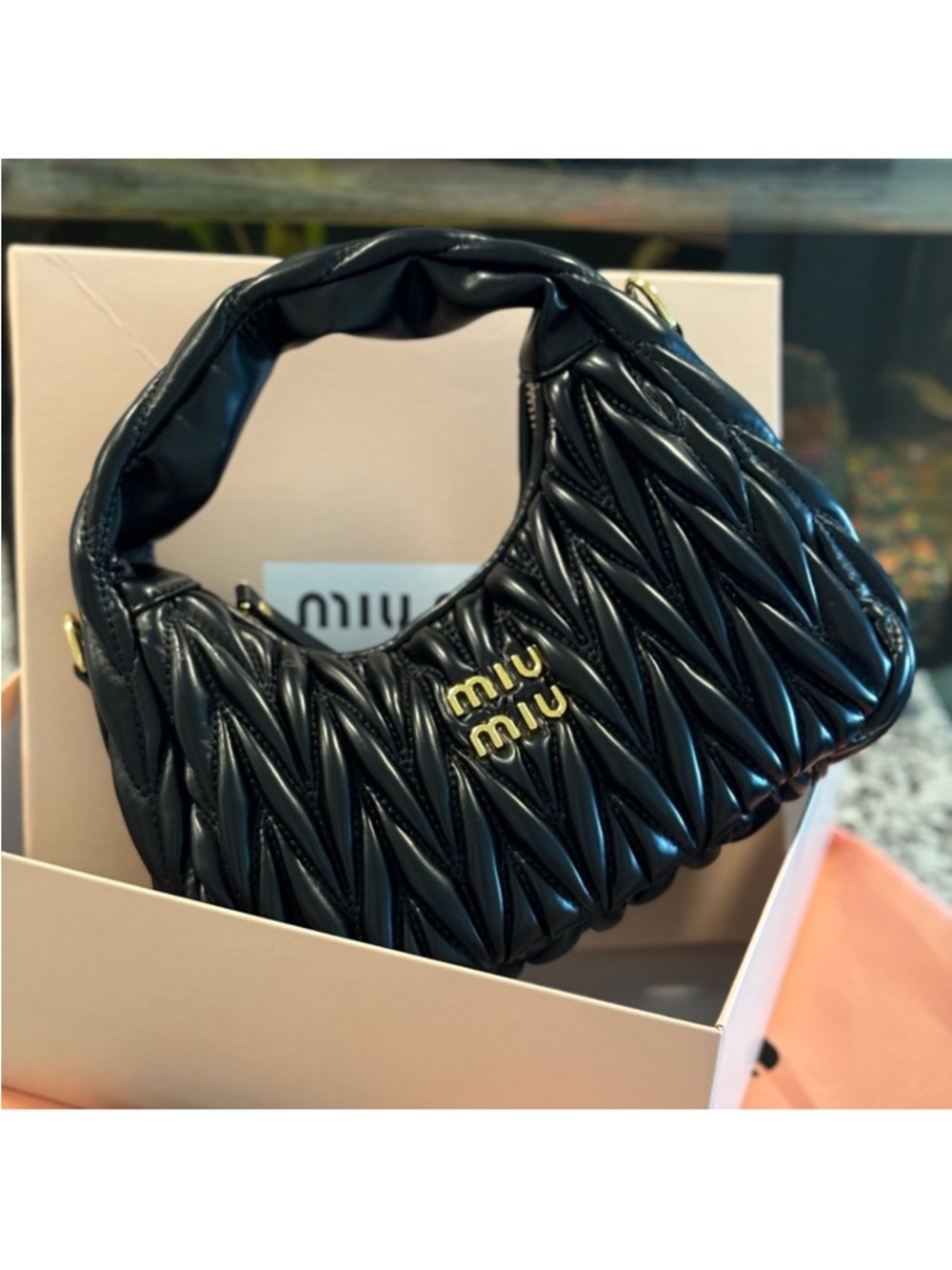Miu Miu Black Matelassé Quilted Leather Shoulder Bag - Picture 3 of 7